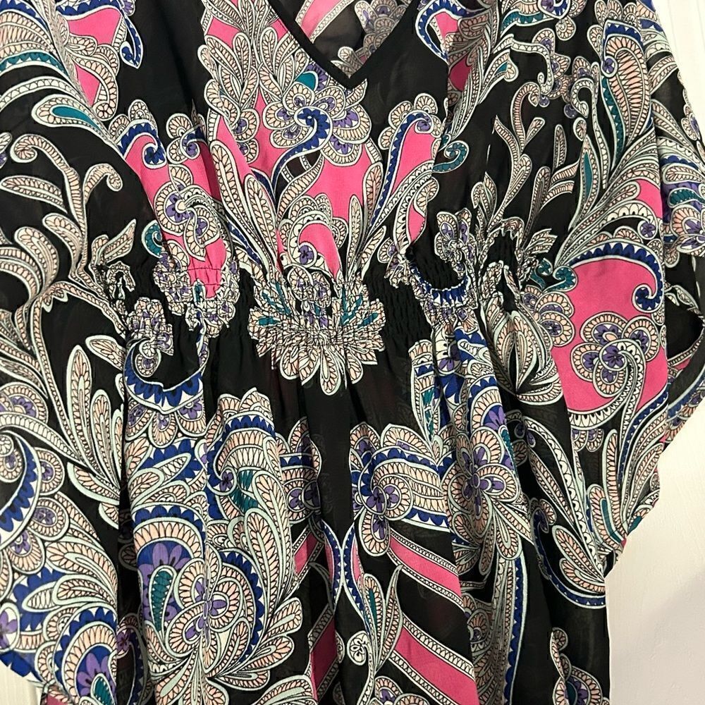Nicole by Nicole Miller Paisley Kimono Top Blouse Coverup Size XS Multicolor - Picture 6 of 6